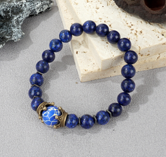Lapis Lazuli Crown Bracelet (8mm)