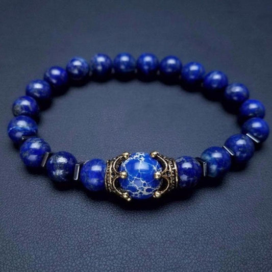 Lapis Lazuli Crown Bracelet (8mm)