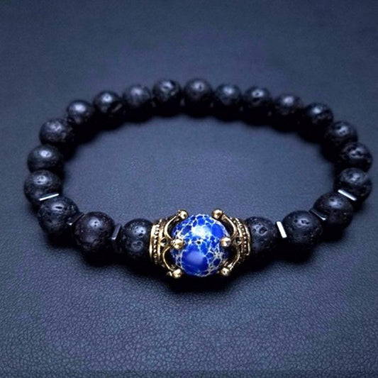 Lava Rock Crown Bracelet (8mm)