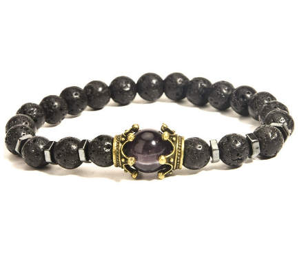 Lava Rock Crown Bracelet (8mm)